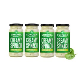 Sonoma Gourmet Spinach Alfredo Pasta Sauce | No Sugar Added | Made With Real Cream | 15.5 Ounce Jars (Pack of 4)