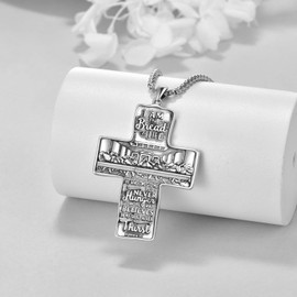 YFN Cross Necklace Sterling Silver Religious Cross Pendant Christian Jewellery Gifts for Men and Women, Sterling Silver, No Gemstone