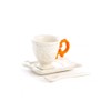 Seletti I-Wares Coffee Set with Coloured Handle, Porcelain, White/Yellow