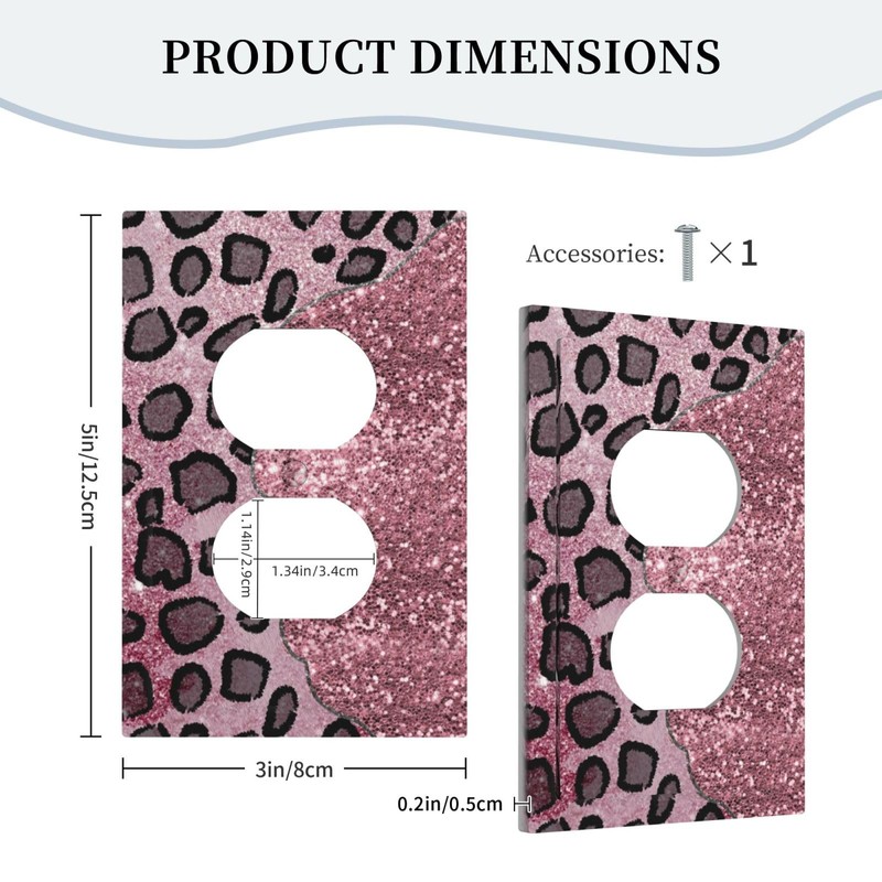YIJIKJY Decorative Outlet Covers Pink Leopard Glitter Diamonds Texture 1