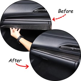 Soft 3D Real Carbon Fiber Car Center Console Decoration Panel Cover Trim Sticker Trim Decor Trim Kit Compatible with Subaru WRX 2022 2023 Interior Decoration Accessories (Lower Side, Black)