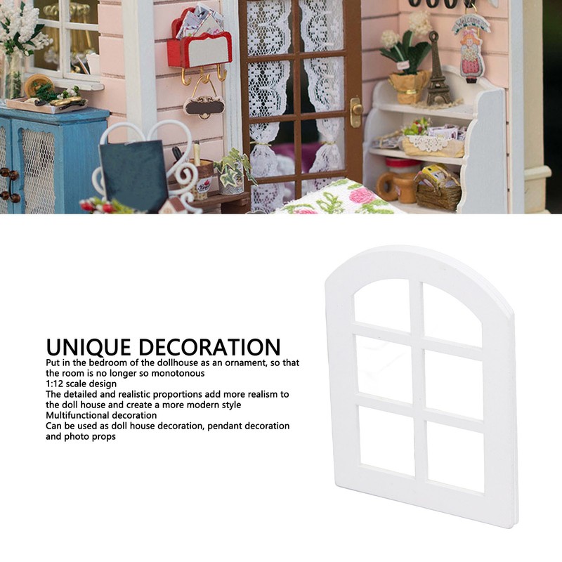 6PCS Dollhouse Windows Miniature Window Frame Ornament 1:12 Scale Dollhouse