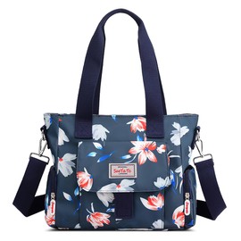 DIRRONA Colourful Women's Bag Nylon Women Shoulder Bag Casual Travelling Ladies Messenger Bag Multi Pockets Waterproof Nylon Handbag Bags School Daily Use Fashion Printing Blue G