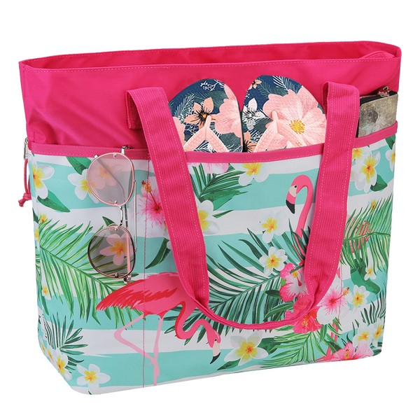 Beach Bag for Women,Large Lightweight Zipper Travel Tote Dry Wet