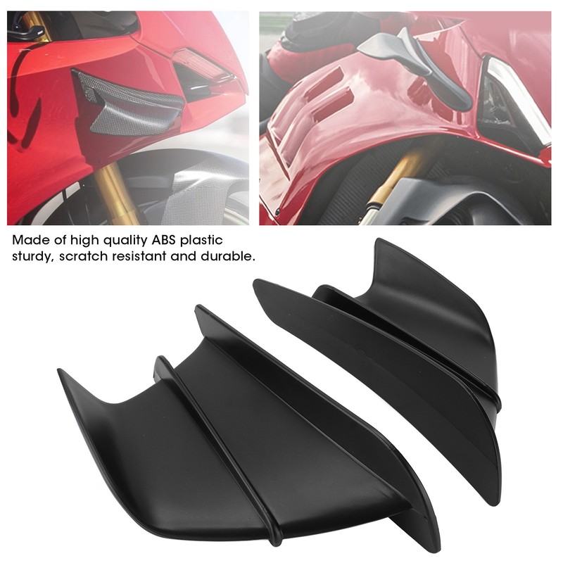 1 Pair Motorcycle Front Winglet Aerodynamic Wing Universal Black Replacement