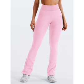 YEOREO Mini Flare Leggings Womens Workout Butt Lifting Legging Hidden Scrunch Seamless 30" Impact Lilliean Yoga Pants Pink XS