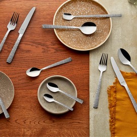 Amefa Felicity Espresso Spoon Set of 6, High-Quality Small Spoons, Hammered Mocha Spoon in Hammered Design, 18/0 Coffee Spoon, Stainless Steel, Dishwasher Safe