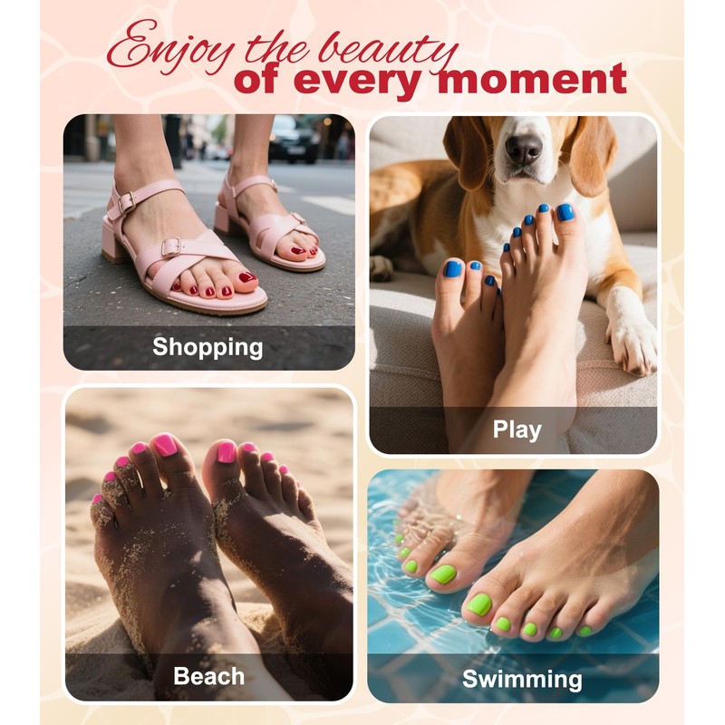 Morily Solid Deep Purple Press on Toenails for Women, 24
