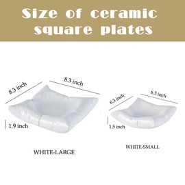 White Ceramic Square Dinner Plate Pillow Shaped, Simple and Vivid Creative Design to Add Fun to Your Table, 6 in Dessert Plate, Appetizer Plate for Wedding, Fruit , Wedding Decoration Family Dinner.