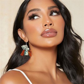 Dollar Sign Earrings for Women Unique Funny Lightweight Acrylic Retro 100 Dollar Bill Money Symbol Simulated Paper Cash Dangle Drop Statement Earrings Jelwery Gifts (Dollar Sign)