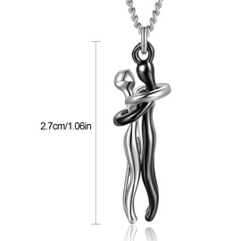 ZZHBOO Set of 2 Pendant Hug Necklace Couple Necklace Hug Necklace Unisex Love Style Necklace with Pendant for Men Women