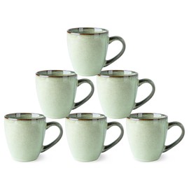 GBHOME Ceramic Coffee Mugs Set of 6, 12oz Stoneware Coffee Mugs Set For Dad Mom Women MEN, Light Weight Coffee Cups for Latte/Tea/Beer/Hot Cocoa, Dishwasher & Microwave Safe, Pastel Green