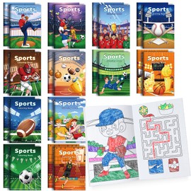 BenLouis 24 Pcs Sports Mini Coloring Books Football Basketball Soccer Baseball Birthday Party Favors Activity Books Bulk for Kids Boys Sports Themed Party Classroom Gifts Exchange Rewards Supplies