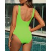 Limeeke Women One Piece Swimsuit Solid Ribbed Monokini Swimwear Scoop