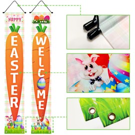 2 Piezas de Decoración de Semana Santa, Decoraciones de para Interiores y Exterior, Banner de Puerta de Vacaciones de Primavera con Cordón para Decoración de Pared, Garaje, Casa, Puerta, Naranja
