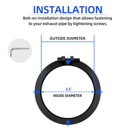 AUTOSAVER88 3 1/2 InchInlet Black Exhaust Tip, 3.5in Inlet 5inch Outlet 12in Long Powder Coated Finish Stainless Steel Exhaust Tail Tip for 3.5" Outside Diameter Tailpipe, Rolled Angle Cut, Bolt-On