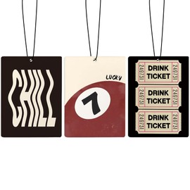 ZFQ Trendy Retro Air Freshener for Car, Funky Y2K Drink Ticket Lucky 7 Ball Chill Air Freshener Hanging 3 Pcs for Cars Closet Drawer or Books, Vintage Cute Car Accessories Mirror Decor for Women Men