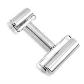 Teigroller Edelstahl, Nudelholz mit 2 Rollen Teigroller Klein Teigausroller Antihaft Rolling Pin mit Doppelkopfrolle für Pizza Fondant Kuchen Kekse Pasta Spülmaschinenfest