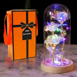 Mothers Day Rose Gifts for Mom,Birthday Gifts for Women,24K Galaxy Rose Glass Flowers, Light Up Preserved in Glass, Gifts for Mom Wife Grandma Girlfriend Lady