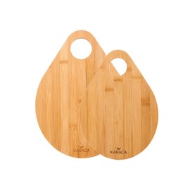 Karaca Damla Bamboo Chopping Board Set, 2 Piece, Wood, Kitchen Cutting Board, Board with Handle, Chopping Boards for Kitchen, Practical, Easy Cleaning, Board for Kitchen