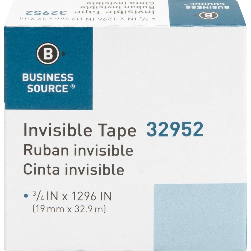 32952 Business Source Invisible Tape Dispenser Refill Roll Clear 1/Roll