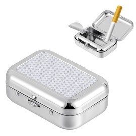 Pocket ashtray for on the go, ashtray for on the go, pocket ashtray, odour-proof, square metal ashtray, ashtray with lid for camping, smoking, indoors or outdoors