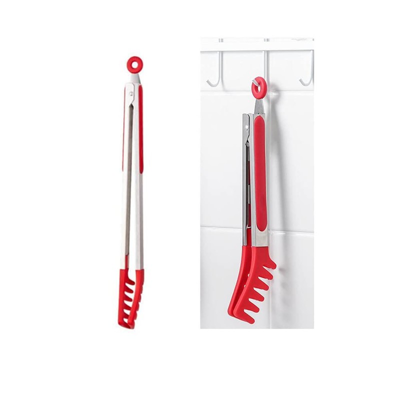 Red Stainless Steel Pasta Tong, Large 13" Stainless Steel Spaghetti
