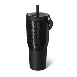 BrüMate Resa 35oz 100% Leakproof Insulated Travel Tumbler | Cup-Holder Friendly Insulated Tumbler | Built-in Silicone Sleeve and Easy Carry Handle:_Onyx Leopard