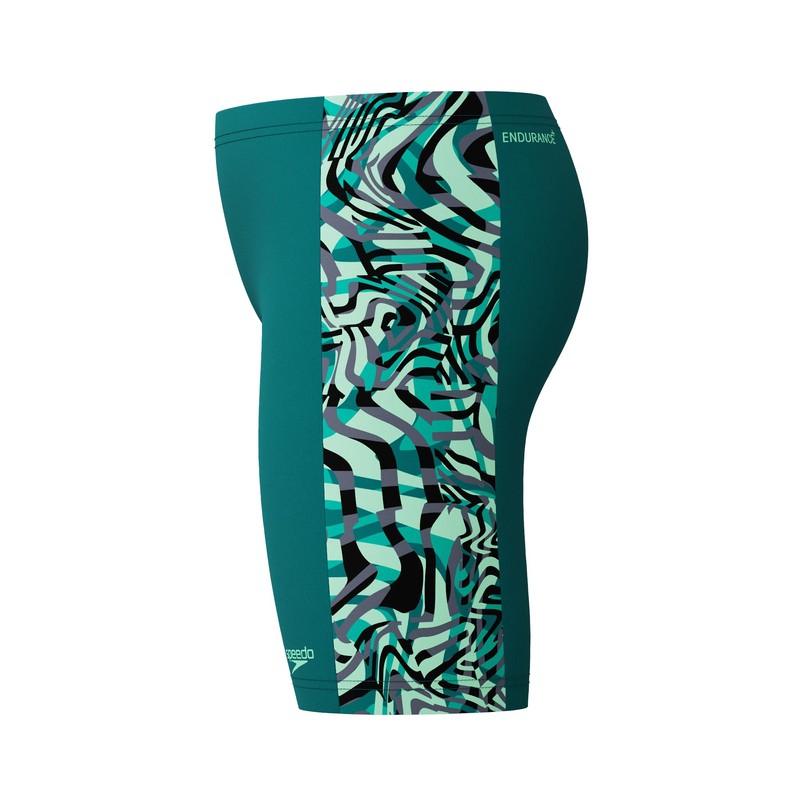 Speedo Boys Digital Panel Jammer Swim Trunks Swimmers Green Size