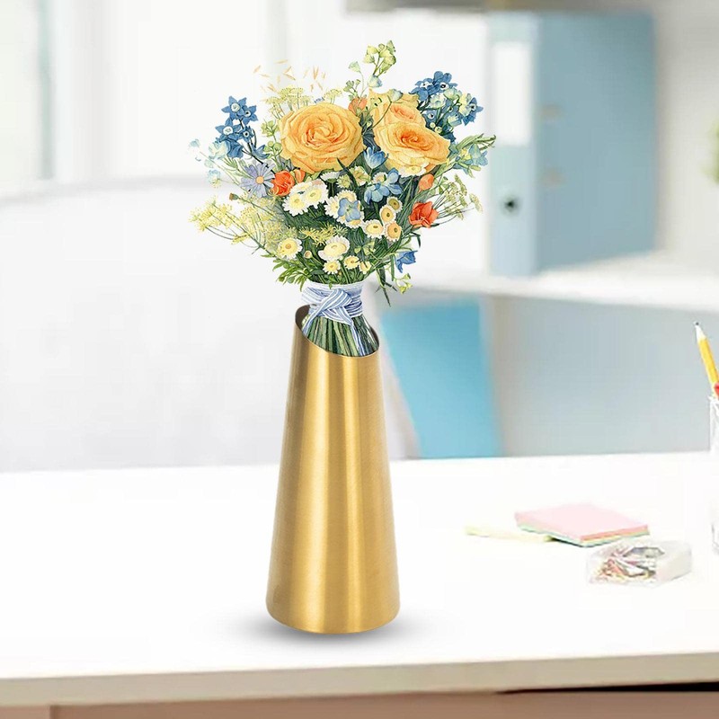Generic Metal Flower Vase,Golden Vase Stainless Steel Decorative Creative -