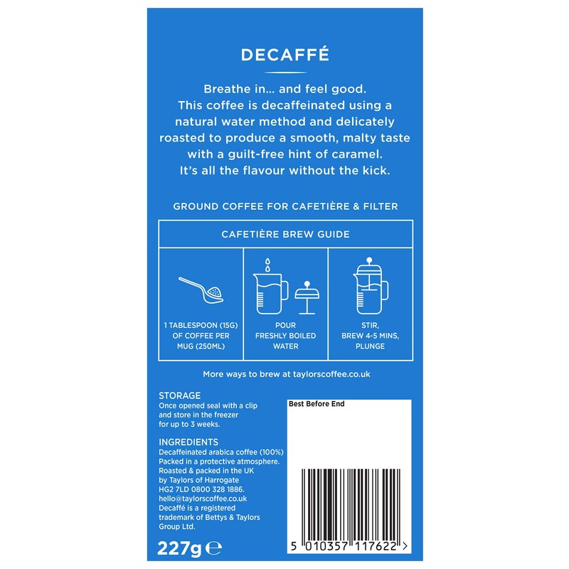 Taylors of Harrogate Decaff Ground Coffee, 227g