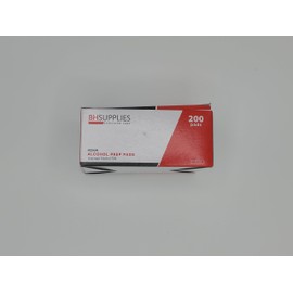 BH Supplies Alcohol Prep Pad Sterile, Medium 2-Ply, 200 Count - Saturated with 70% Alcohol