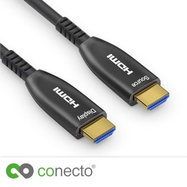 conecto Active 8K HDMI 2.1 AOC Extender Cable, Hybrid Cable (Fibre/Copper), Black, 25 m