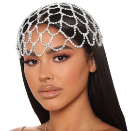 NAISKA - Diadema de malla de malla clásico de los años 20 con diamantes de imitación, diadema Gatsby para fiesta rugida de graduación, accesorios para el cabello para mujeres, Metal