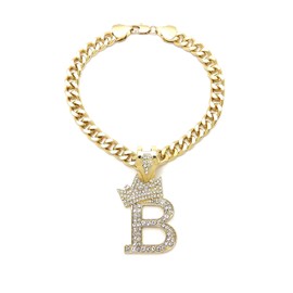 BA UNIQUE FASHION Initial Letter Cuban Chain Dog Chain Pet Chain Pet, Cat, Puppy Chain (24", B)