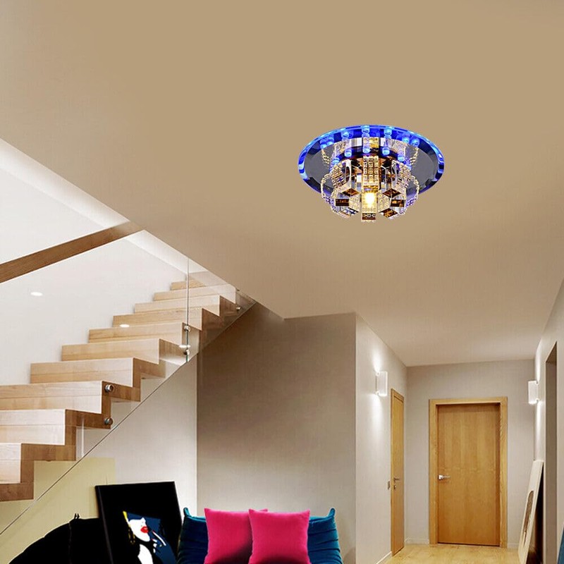 TFCFL White Modern K9 Crystal LED Ceiling Lamp Flush Mount
