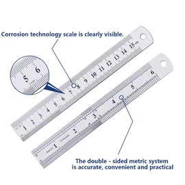 Ruler 15 Cm, Metal Ruler Straight Edge For Cutting Centre Finding Steel Ruler 6 Inch Stainless Steel Drawing Snap Slide Rulers For Maths (2 PCS)