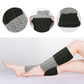 PHOGARY 2 Pairs Winter Warm Boot Cuffs for Women, Crochet Knitted Boot Socks for Gilrs Short Leg Warmers Boot Topper Socks Leg Cuffs Boot Warmers Gift (2 Color Stitching)