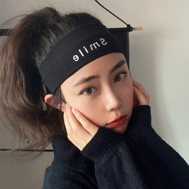 Four Seasons Knit Stretch Solid Color Sports Headband - Korean Style Casual Wide Edge Free Size/Yellow 5ea