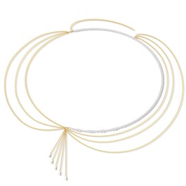 Plus Size Chain Belt for Women, Gold Color and White Faux Pearl Waist Chains, Extra Long Body Chain, 47-59 Inch Adjustable Chunky Belt Chain