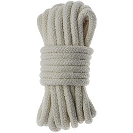 Jukway Natural Cotton Cord 6 mm, 16 Feet Round Cord Braided Rope with Natural Cotton Core - Multi-Purpose Cord for Sewing Bundling, DIY Crafts Decoration - Raw White (5 Metres)