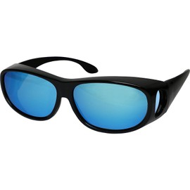 Fit Over Sunglasses Polarized Lens Case Included Wear Over Prescription Eyeglasses 100% UV Protection for Men and Women Blue Mirror Lens