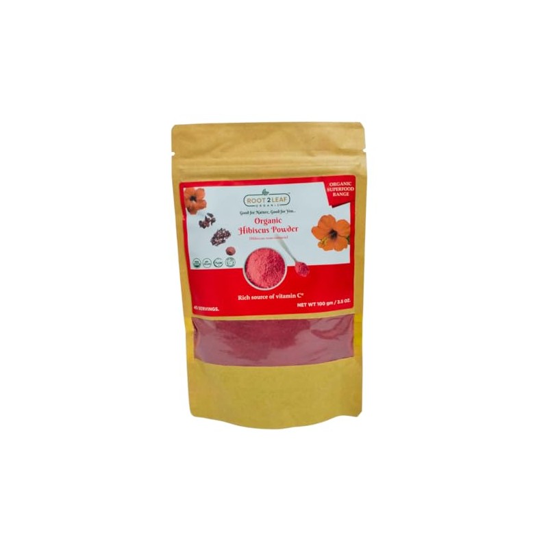 Organic Hibiscus Powder 100g by Root2Leaf Organic