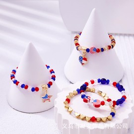 4th Of July Bracelets For Women, Red White And Blue Bracelets With 6 Sheets Fourth Of July Stickers For Independence Day, July 4th, Memorial Day Decorations