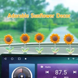 5Pcs Sunnyvibe Ornaments Sunflower for Car, Cozy Home Cozy Home Sunflower,Car Accessories,Creative Car Rocking Ornament,Sunflower Car Dashboard Decorations for Mother's Day Home Decor Accents