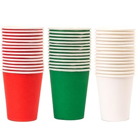 HAICN 45Pieces Paper Cups Red White and Green Paper Cups Christmas Tableware Birthday Decorations Xmas Party Cups Supplies for BBQs Picnic