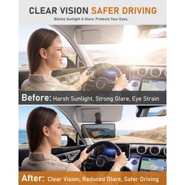 helloleiboo Sun Visor Extender for Cars Polarized UV400 Anti-Glare Sun Visor Panel Adjustable Center Clip No-Wobble Clip-On Design Reduces Glare UV Rays and Stray Light for Safer Driving Day and Night