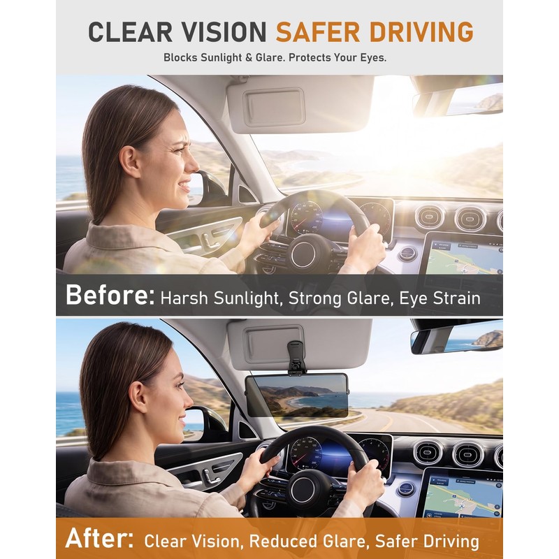 helloleiboo Sun Visor Extender for Cars Polarized UV400 Anti-Glare Sun