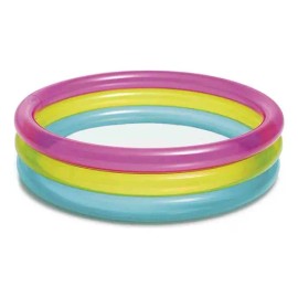 Alberca inflable redonda Intex 57104 Arcoíris de 86cm x 25cm 63L rosa y amarilla y azul caja