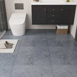 VaryPaper 10 Pack 12''x12'' Grey Marble Floor Tiles Peel and Stick Waterproof Vinyl Tile Flooring Sticky Tiles for Floor Removable Stick on Floor Tiles for Bathroom Kitchen Flooring Laminate Floor